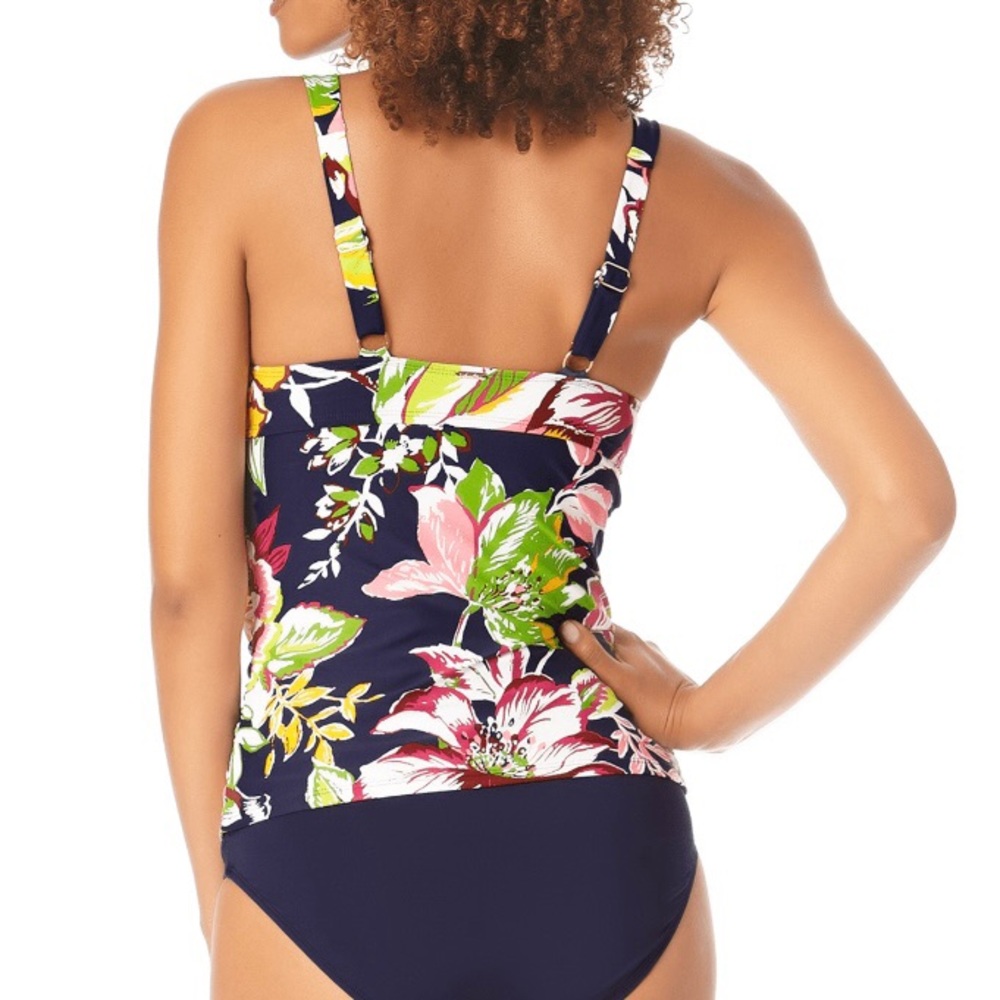 Anne Cole Petal Parsley Retro Underwire Tankini Twist Front New 32DD / 34D - Picture 2 of 10